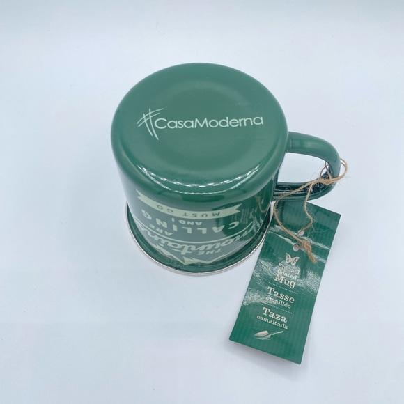 NEW Metal Hiking Outdoors Mountains Theme Coffee Tea Mug Green Lightweight Camp - Picture 9 of 9